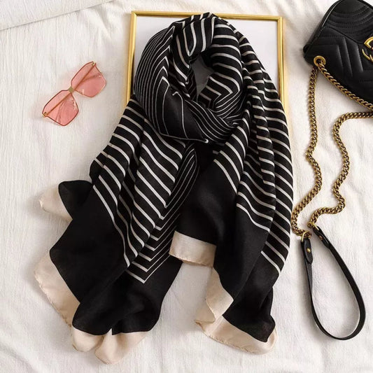 Midnight Lines Satin Stole