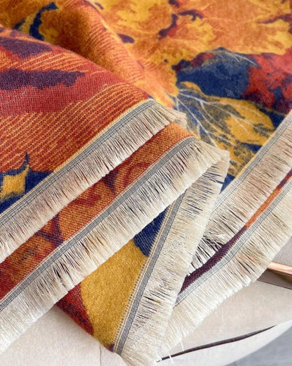 Mustard Yellow Vintage Floral Shawl & Wrap