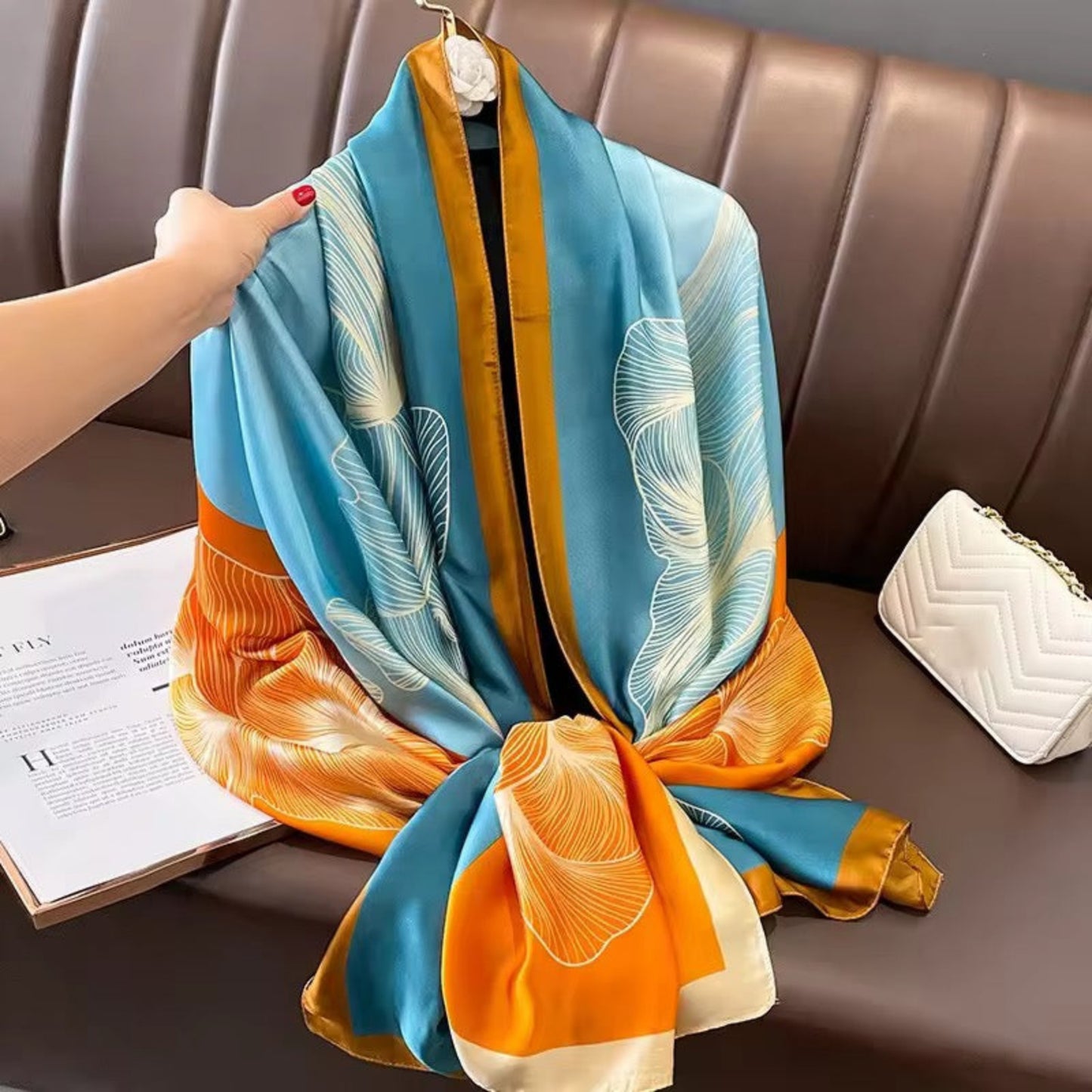 Ocean Amber Luxe Printed Stole