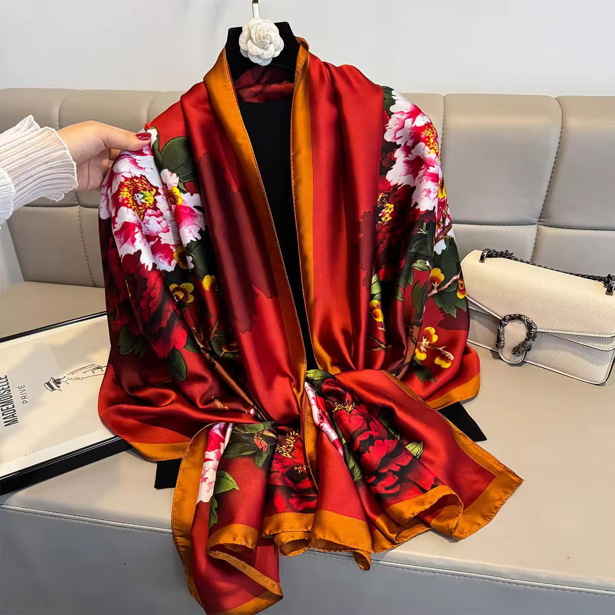Scarlet Bloom Luxe Printed Stole