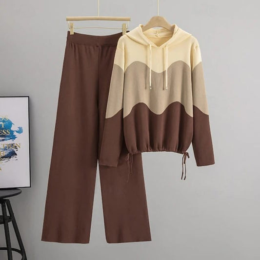 Shey Knit Color Block Loungewear Set