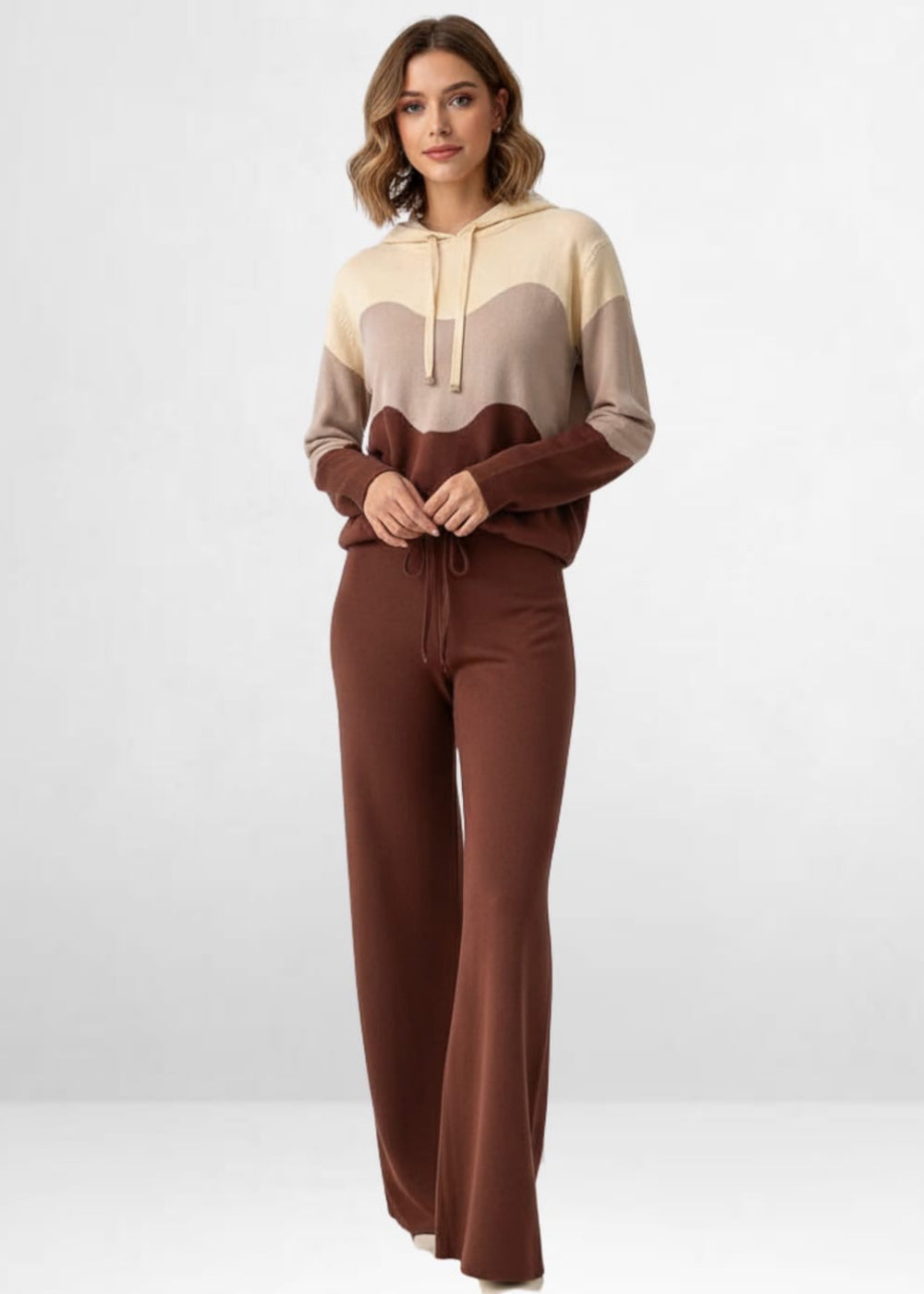 Shey Knit Color Block Loungewear Set