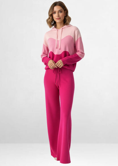 Shey Knit Color Block Loungewear Set