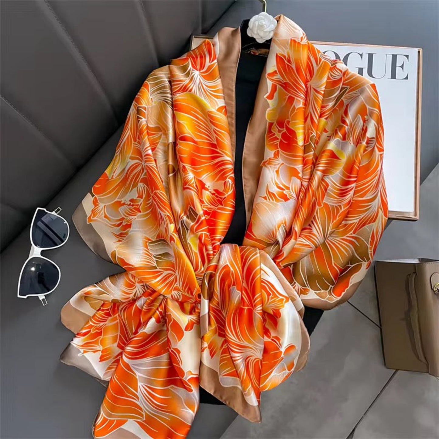 Sunset Blaze Floral Silk Stole