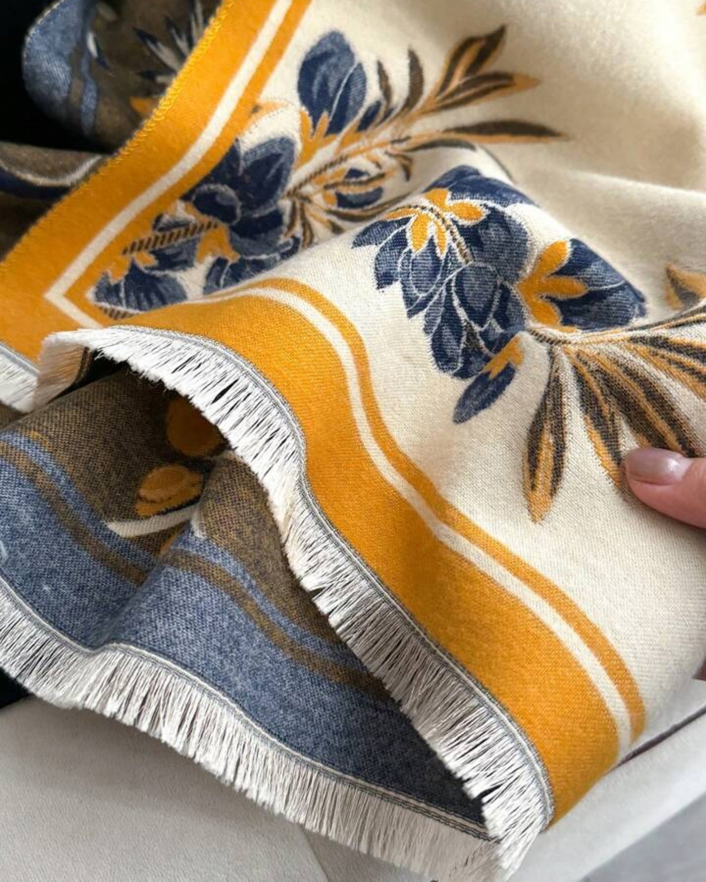 The Azure Bloom Reversible Shawl