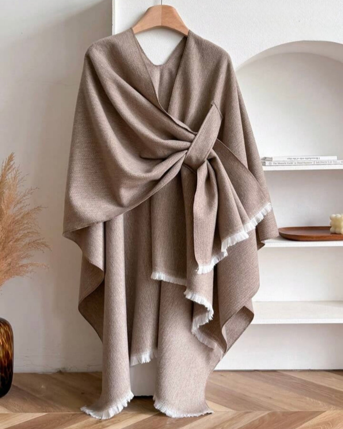 The Cozy Chevron Knit Wrap with Fringe