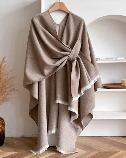 The Cozy Chevron Knit Wrap with Fringe