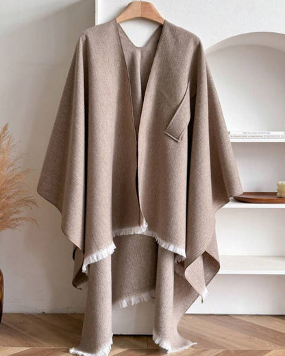 The Cozy Chevron Knit Wrap with Fringe