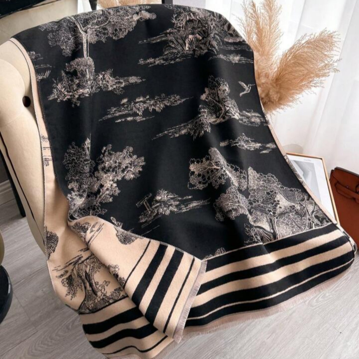 The Toile Reversible Cashmere Wrap