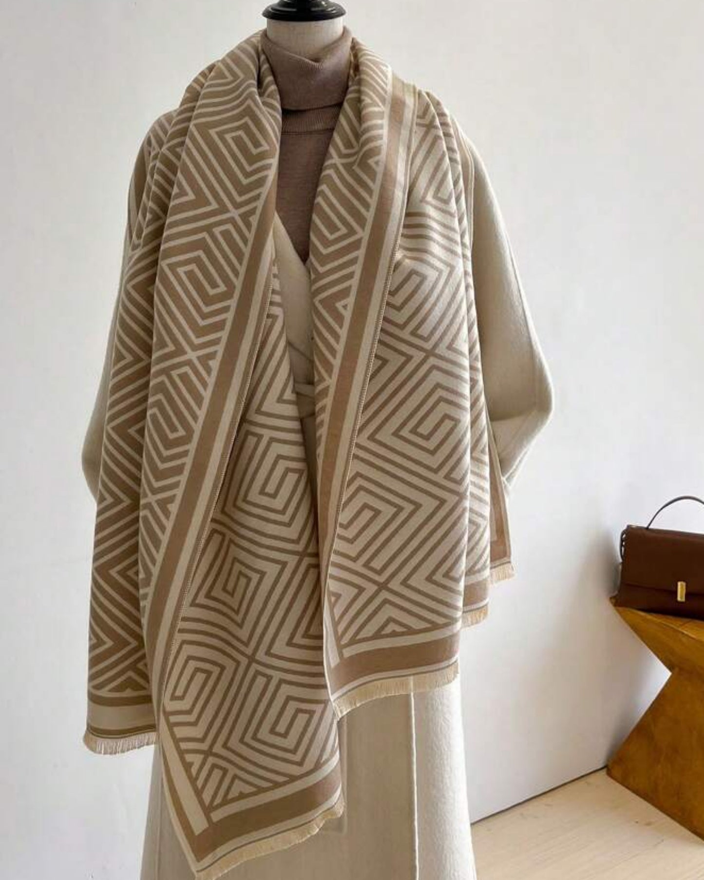 Two tone Labyrinth Winter Wrap and Shawl