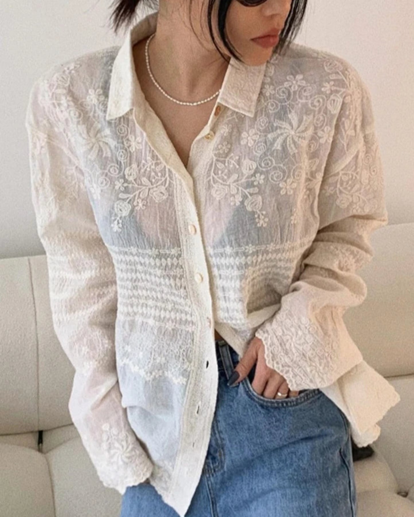 Whispered Petals Lace Shirt