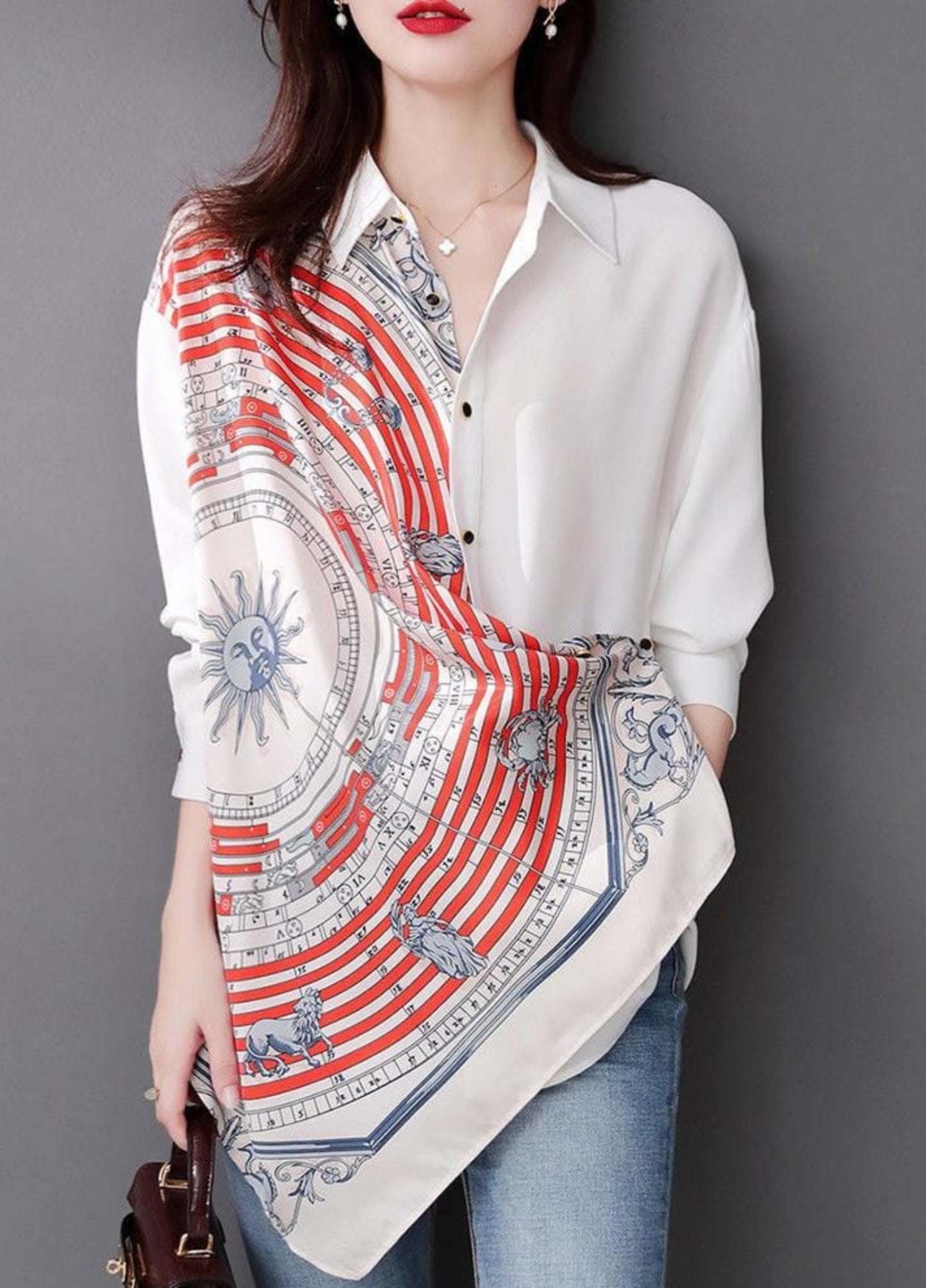 Globe Asymmetric Printed Shirt